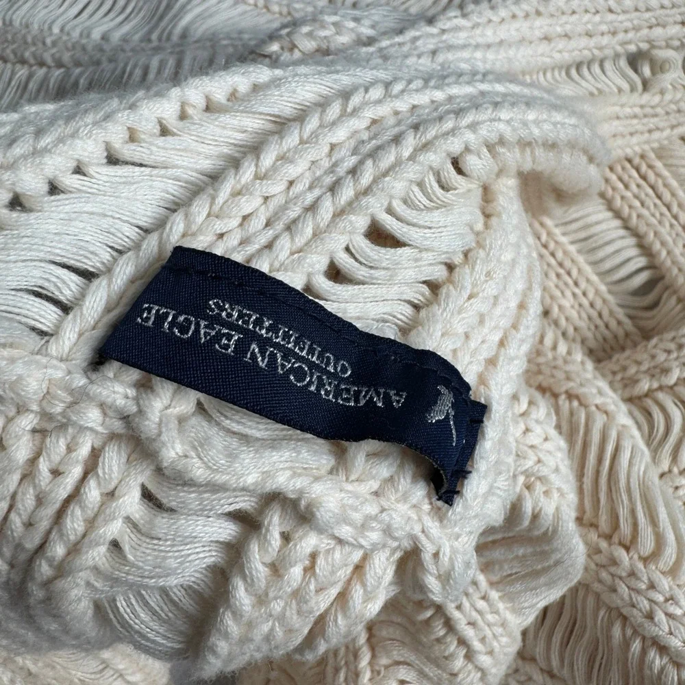 American Eagle Outfitters Y2K Cream‎ Open Ladder Knit Infinity Scarf Ribbed Loop